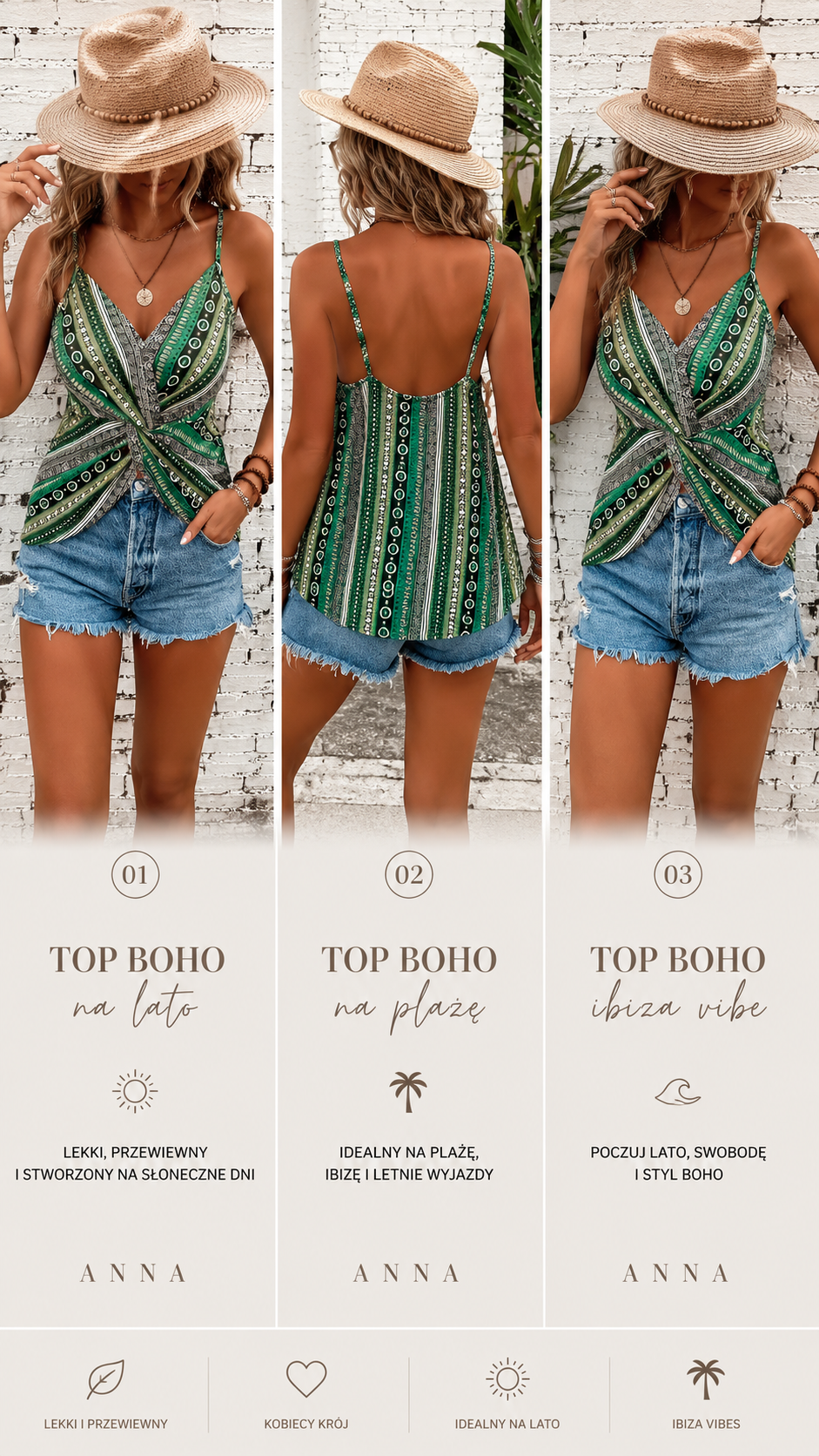 Bluzka Damska Top Boho | Letni Top w Paski 🌞