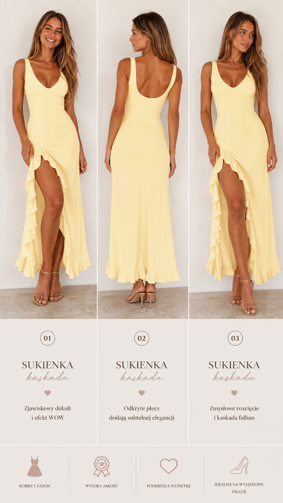 Sukienka Damska Kaskada Koktajlowa | Elegancja na każdą okazję 🌊🔥