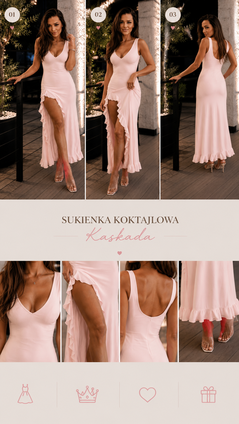 Sukienka Damska Kaskada Koktajlowa | Elegancja na każdą okazję 🌊🔥