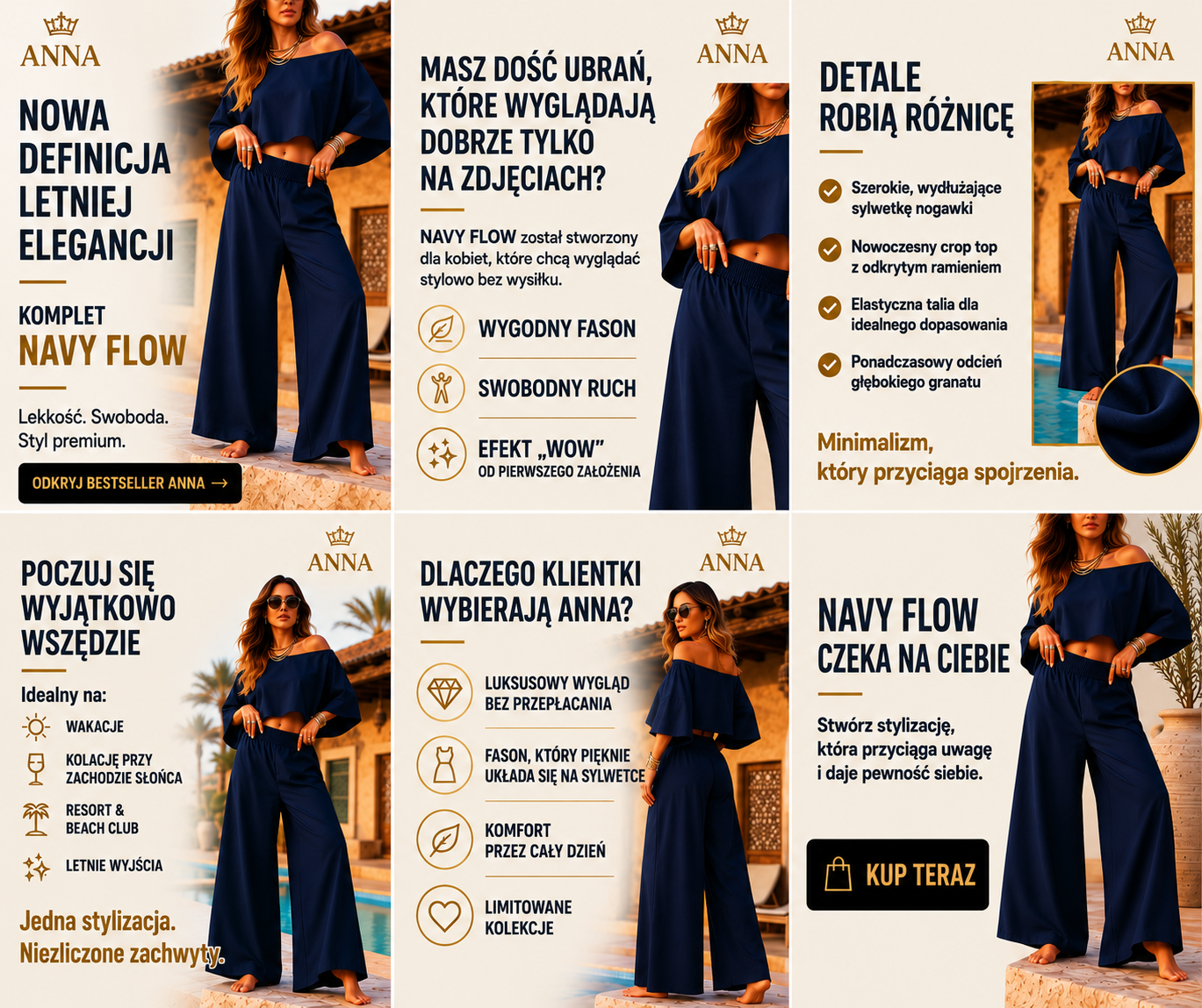 LETNI KOMPLET DAMSKI-NAVY FLOW💛