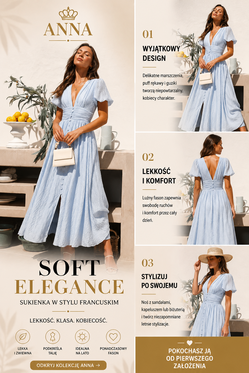 SOFT ELEGANCE - SUKIENKA W STYLU FRANCUSKIM🌞