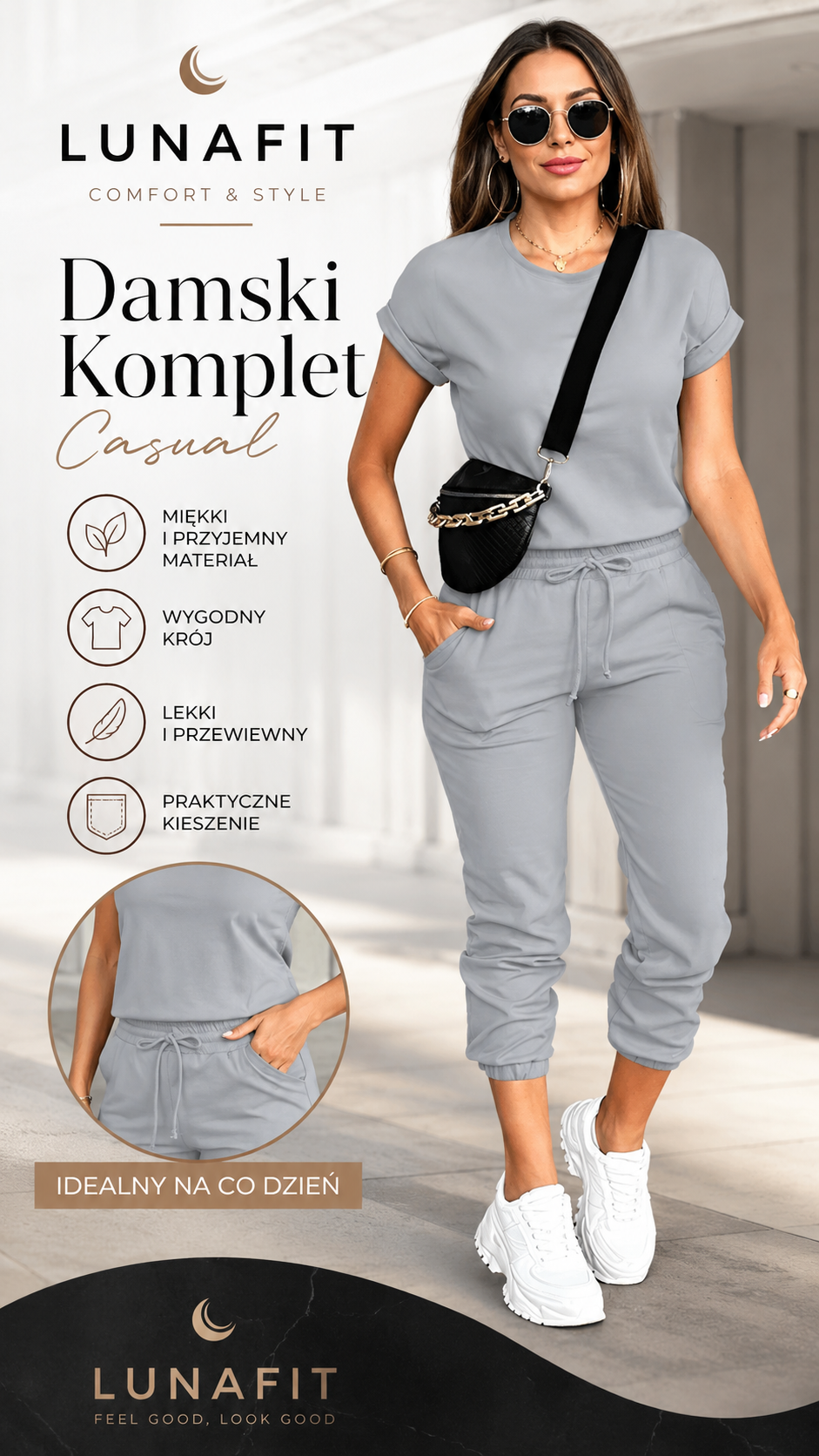 DAMSKI KOMPLET CASUAL - LUNAFIT 👩‍🦰