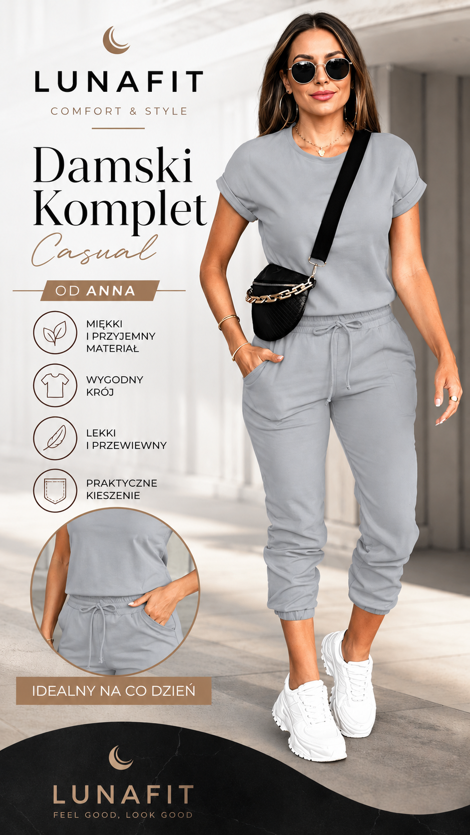 DAMSKI KOMPLET CASUAL - LUNAFIT 👩‍🦰