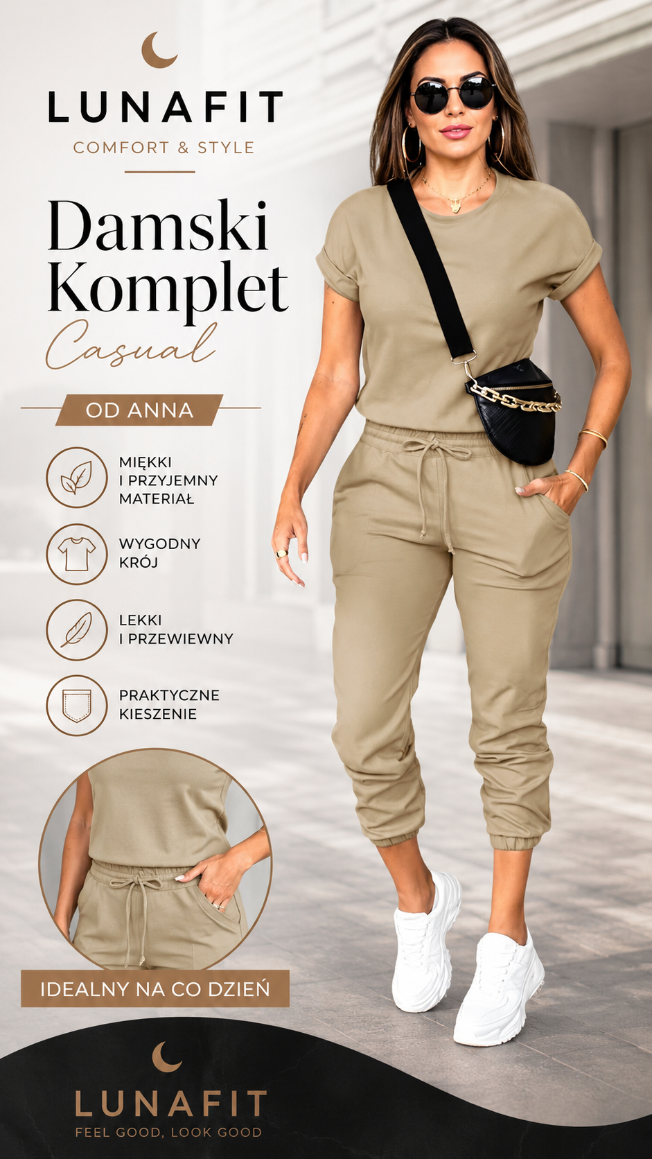 DAMSKI KOMPLET CASUAL - LUNAFIT 👩‍🦰