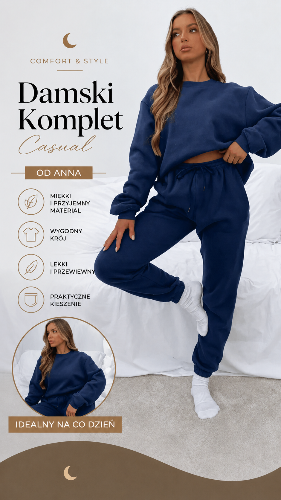 PUDROWY KOMPLET DRESOWY- BLUZA +SPODNIE 👱‍♀️