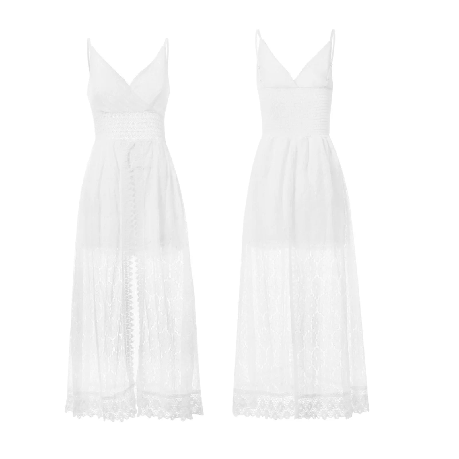 BIAŁA SUKIENKA BOHO MAXI Z KORONKĄ 🔥