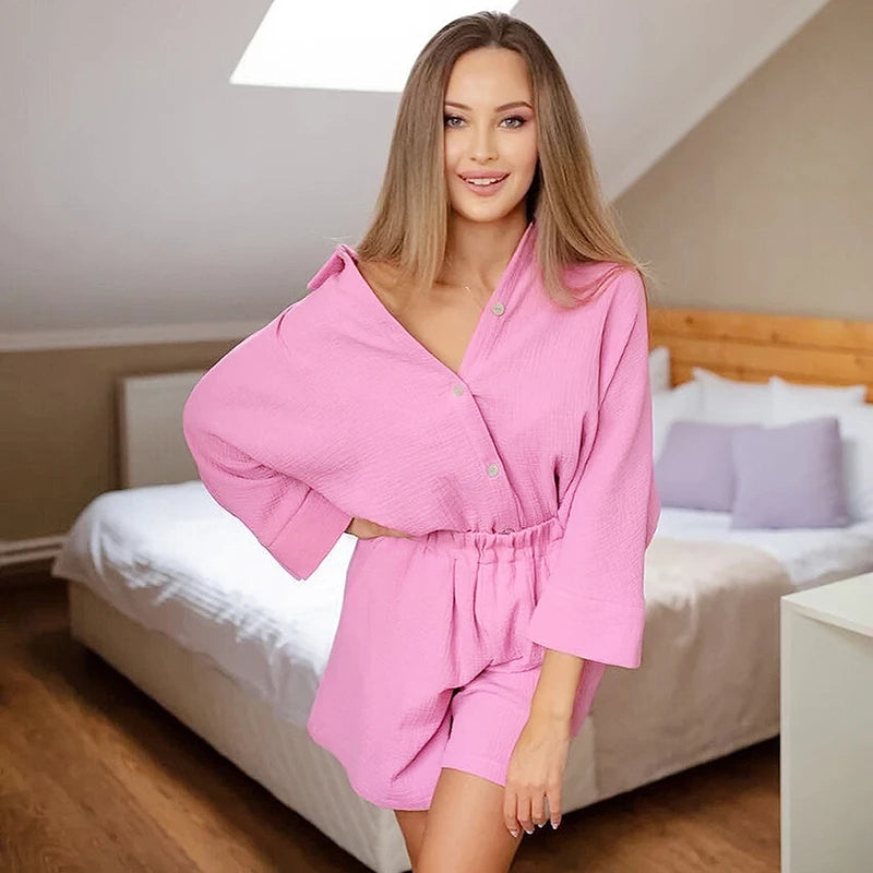 Damska bielizna nocna bawełniana- zestaw piżamy