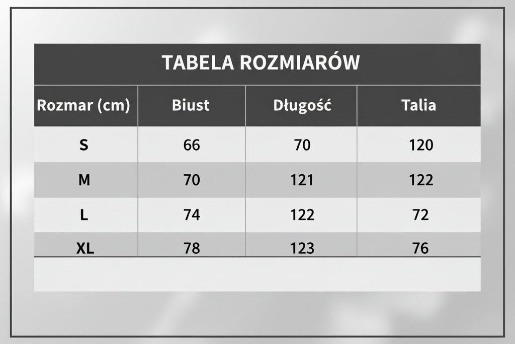Tabela Rozmiarów bez drobnego druku